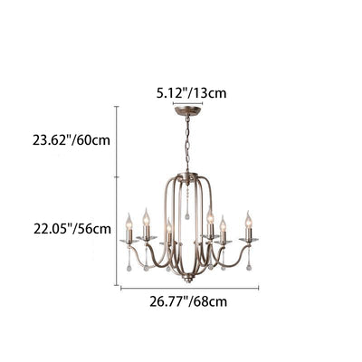 Traditional French Candlestick Iron Crystal 6/9-Light Chandeliers For Living Room
