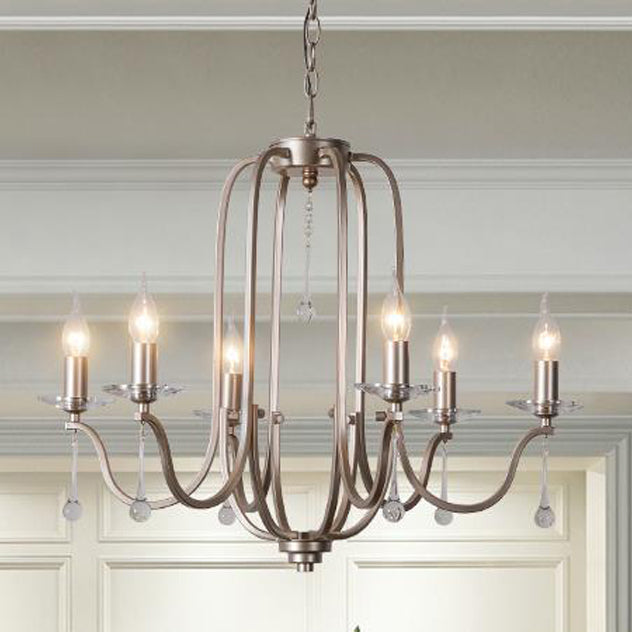 Traditional French Candlestick Iron Crystal 6/9-Light Chandeliers For Living Room