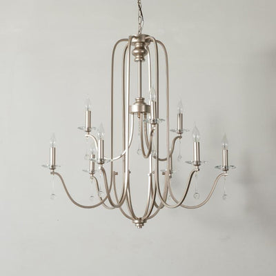 Traditional French Candlestick Iron Crystal 6/9-Light Chandeliers For Living Room
