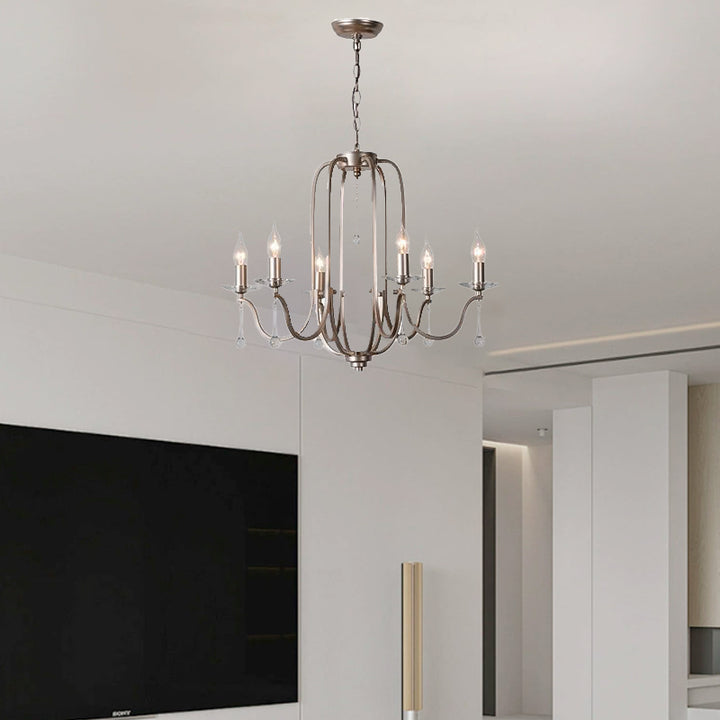 Chandeliers traditionnels en fer à cristaux avec bougies françaises à 6/9 lumières pour salon 
