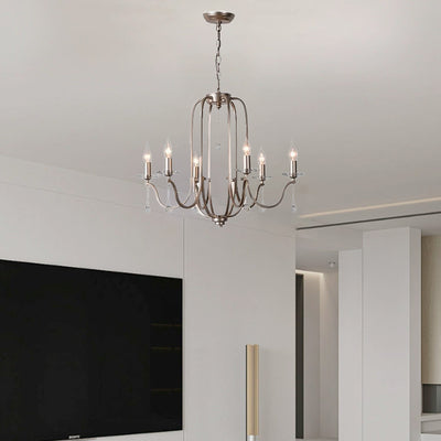 Traditional French Candlestick Iron Crystal 6/9-Light Chandeliers For Living Room