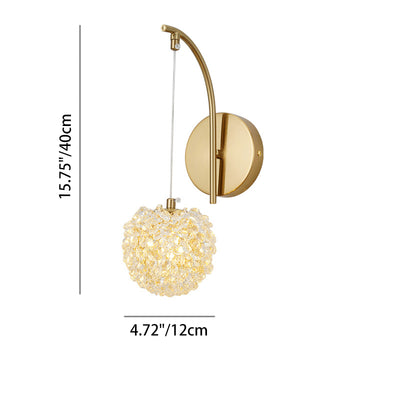 Contemporary Luxury Globe Iron Crystal 1-Light Wall Sconce Lamp For Living Room