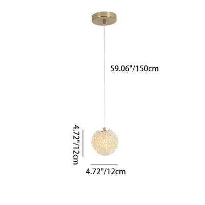 Contemporary Luxury Globe Iron Crystal 1-Light Pendant Light For Living Room