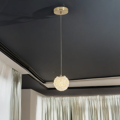 Contemporary Luxury Globe Iron Crystal 1-Light Pendant Light For Living Room