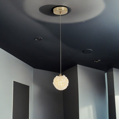 Contemporary Luxury Globe Iron Crystal 1-Light Pendant Light For Living Room