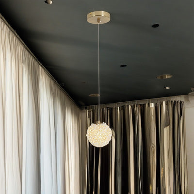 Contemporary Luxury Globe Iron Crystal 1-Light Pendant Light For Living Room