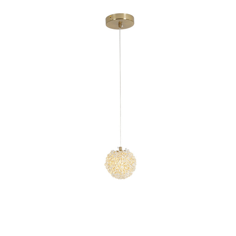 Contemporary Luxury Globe Iron Crystal 1-Light Pendant Light For Living Room
