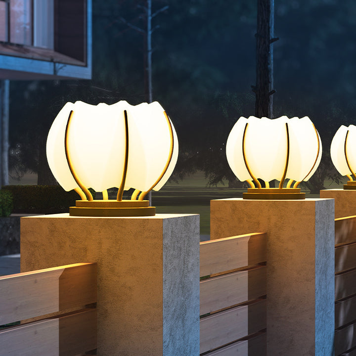 Contemporary Creative Flower Iron Plastic LED Post Head Light For Garden