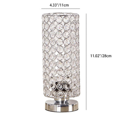 Moderne Schlichtheit Zylinder Eisen Kristall 1-Licht Tischlampe für Wohnzimmer 