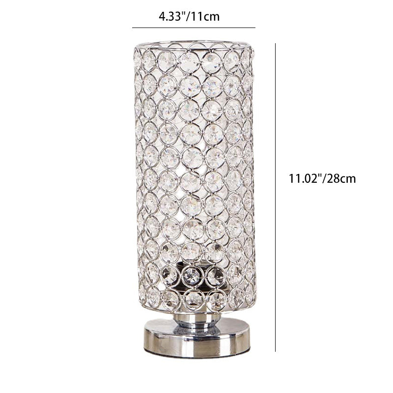 Moderne Schlichtheit Zylinder Eisen Kristall 1-Licht Tischlampe für Wohnzimmer 