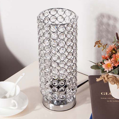 Moderne Schlichtheit Zylinder Eisen Kristall 1-Licht Tischlampe für Wohnzimmer 