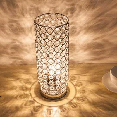 Moderne Schlichtheit Zylinder Eisen Kristall 1-Licht Tischlampe für Wohnzimmer 
