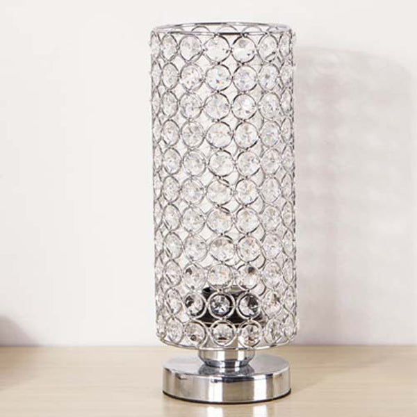 Lampe de table moderne en fer cristallin à cylindre 1 lumière pour salon 
