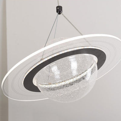 Zeitgenössische kreative Mond Eisen Acryl LED Pendelleuchte für Wohnzimmer 