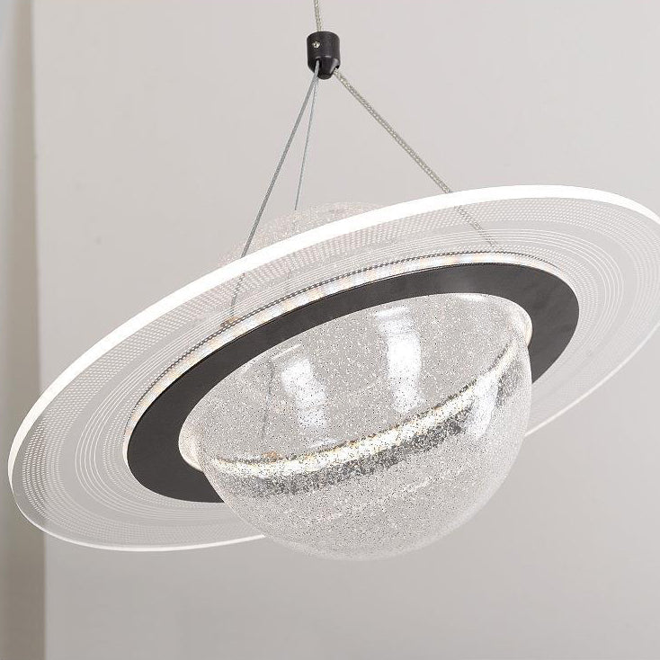 Zeitgenössische kreative Mond Eisen Acryl LED Pendelleuchte für Wohnzimmer 