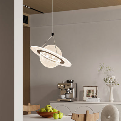 Zeitgenössische kreative Mond Eisen Acryl LED Pendelleuchte für Wohnzimmer 