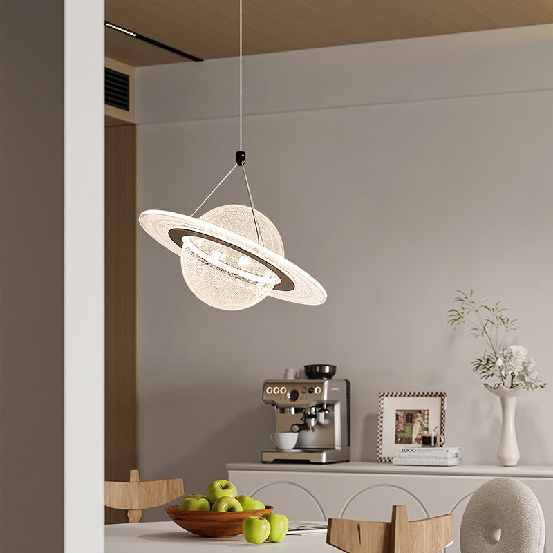 Zeitgenössische kreative Mond Eisen Acryl LED Pendelleuchte für Wohnzimmer 