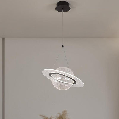 Zeitgenössische kreative Mond Eisen Acryl LED Pendelleuchte für Wohnzimmer 
