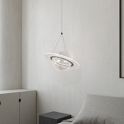 Zeitgenössische kreative Mond Eisen Acryl LED Pendelleuchte für Wohnzimmer 