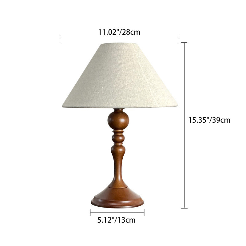 Lámpara de mesa de 1 luz de tela de madera de tambor japonés tradicional para sala de estar 