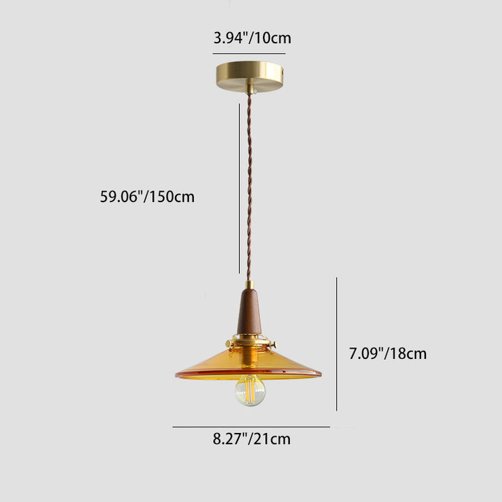 Lustre suspendu contemporain nordique en bois rond fer verre 1 lumière pour salon 