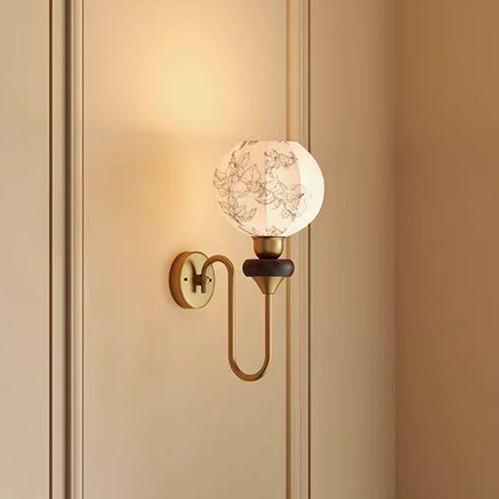 Lámpara Aplique de Pared de 1 Luz de Tela de Madera de Hierro Ovalado Tradicional Francés para Sala de Estar 