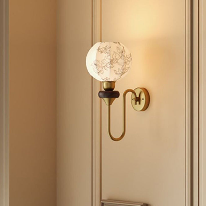 Lámpara Aplique de Pared de 1 Luz de Tela de Madera de Hierro Ovalado Tradicional Francés para Sala de Estar 