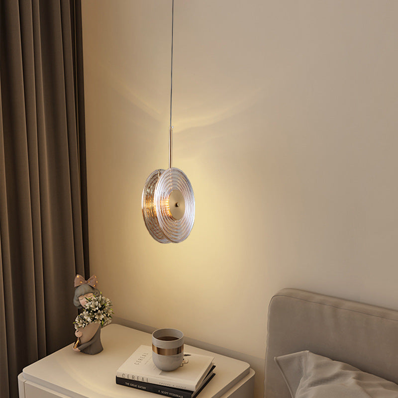Lustre contemporain en verre et fer rond nordique à LED pour salon 