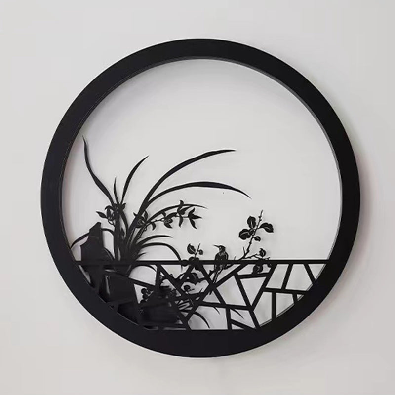 Traditionelle chinesische runde Eisen-Acryl-LED-Wandleuchte für den Garten 