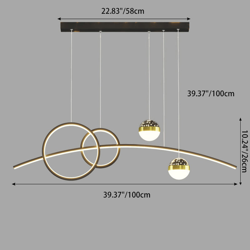 Contemporary Nordic Stripe Iron Aluminum Acrylic LED Island Light Chandelier For Living Room