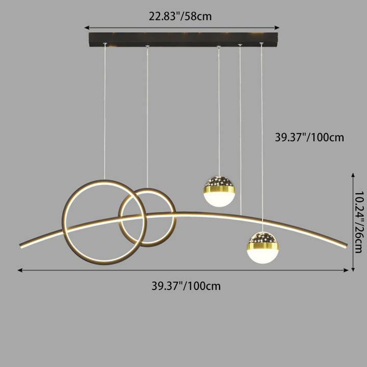 Contemporary Nordic Stripe Iron Aluminum Acrylic LED Island Light Chandelier For Living Room