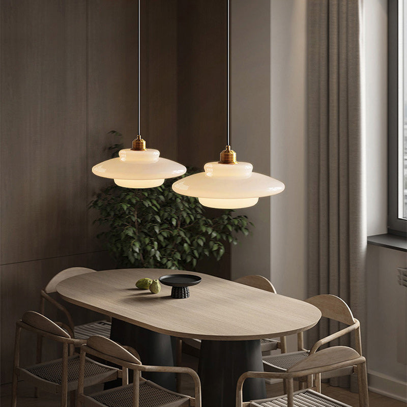 Contemporary Creative Round Iron Glass 1-Light Pendant Light For Living Room