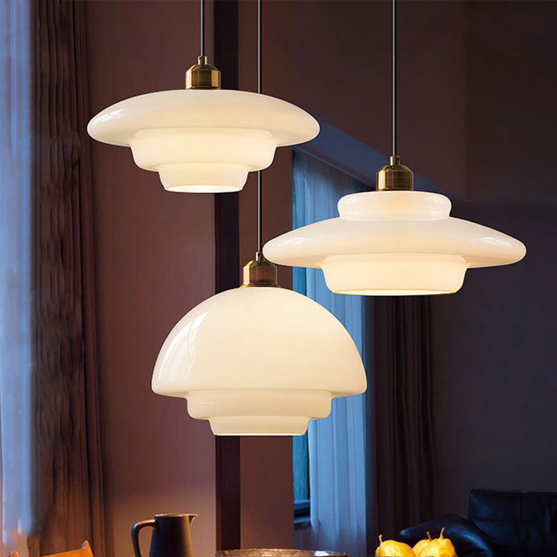 Contemporary Creative Round Iron Glass 1-Light Pendant Light For Living Room