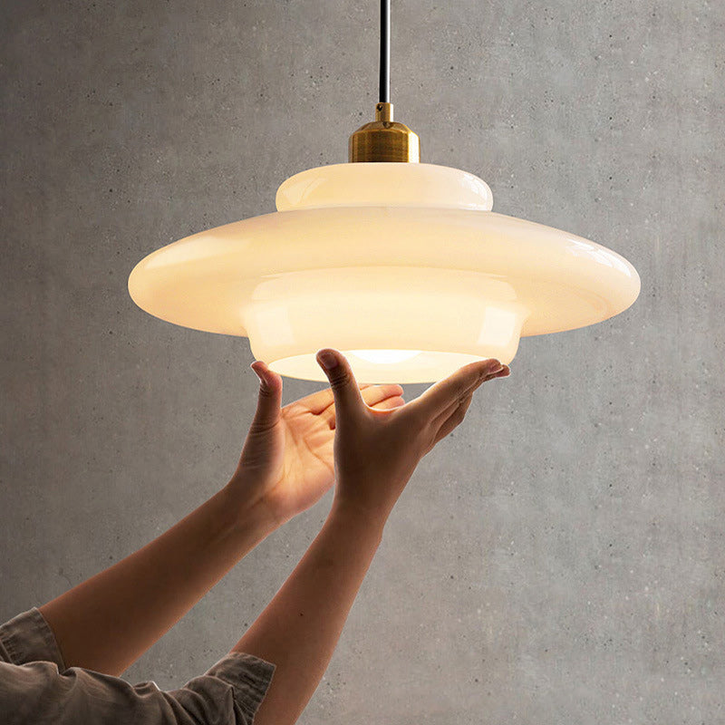 Contemporary Creative Round Iron Glass 1-Light Pendant Light For Living Room