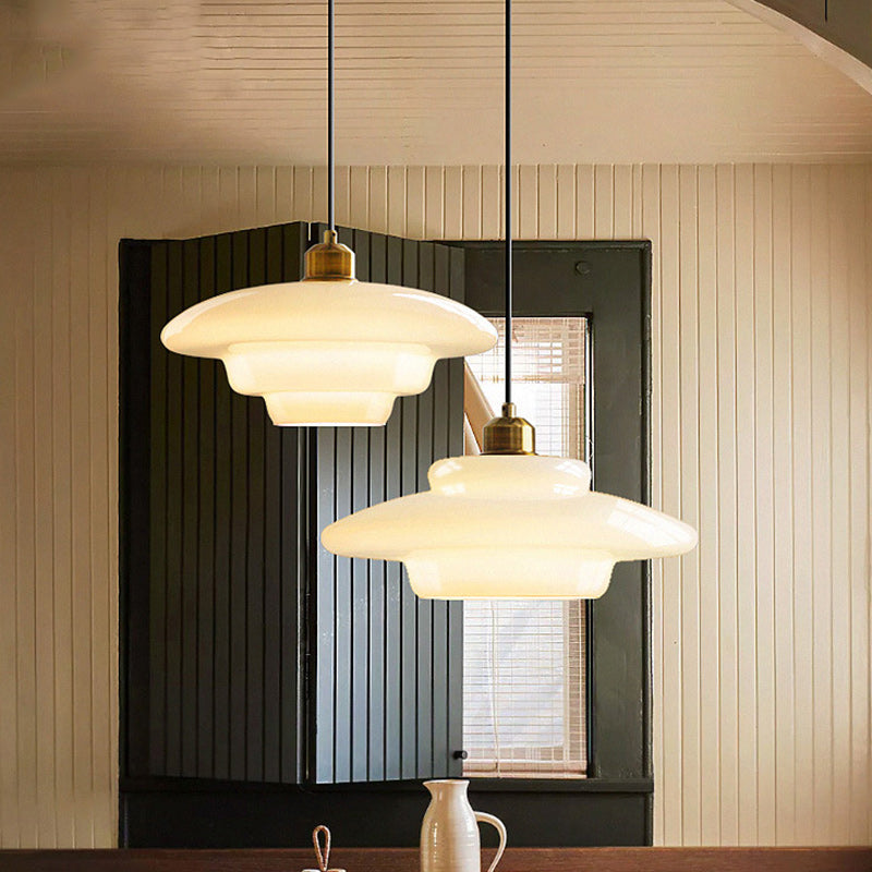 Contemporary Creative Round Iron Glass 1-Light Pendant Light For Living Room