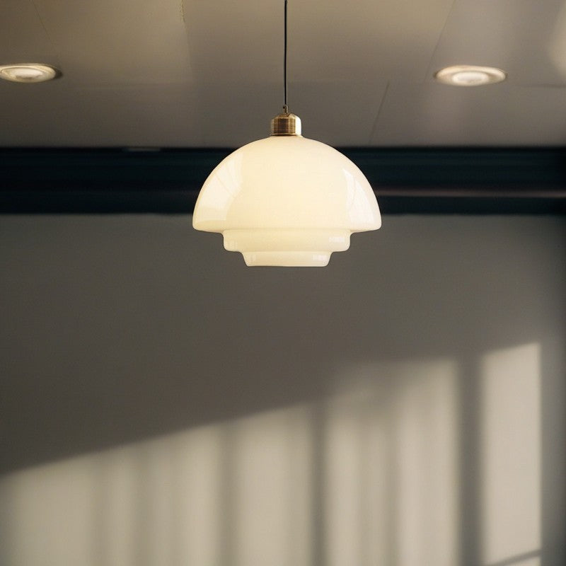 Contemporary Creative Round Iron Glass 1-Light Pendant Light For Living Room