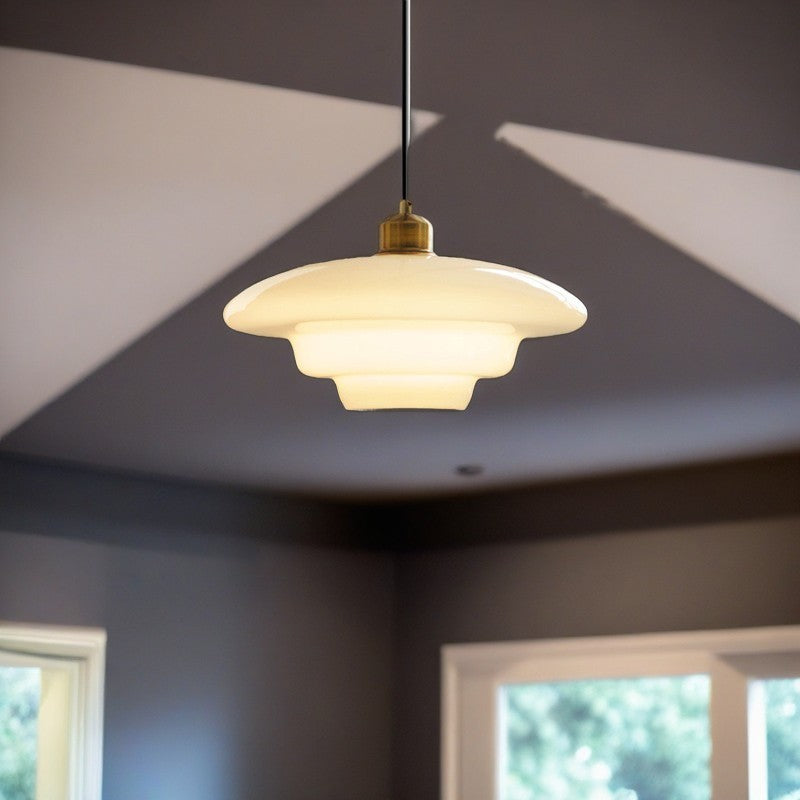 Suspension Luminaire Contemporain Créatif Rond en Verre et Fer 1-Lumière Pour Salon 