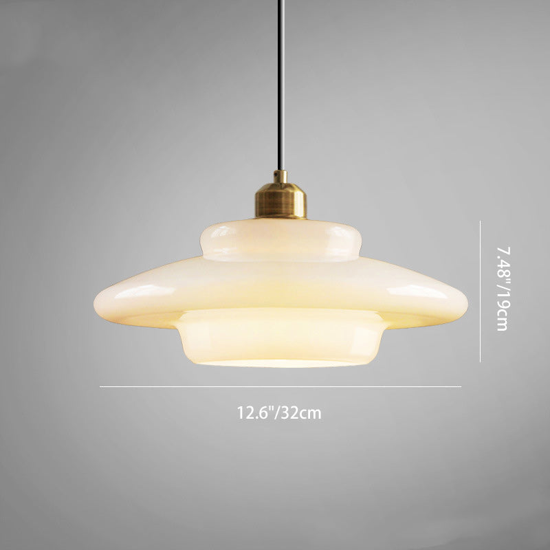 Contemporary Creative Round Iron Glass 1-Light Pendant Light For Living Room