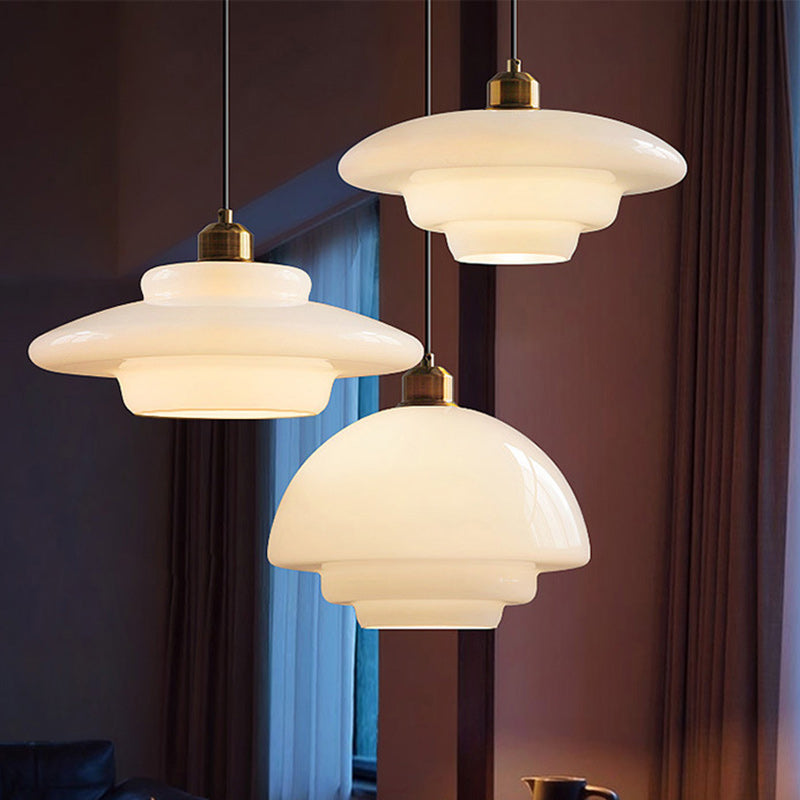 Contemporary Creative Round Iron Glass 1-Light Pendant Light For Living Room