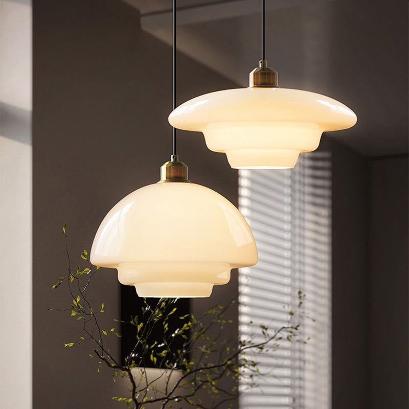 Contemporary Creative Round Iron Glass 1-Light Pendant Light For Living Room