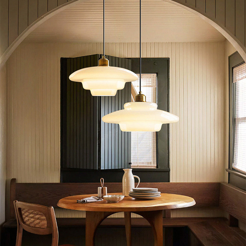 Contemporary Creative Round Iron Glass 1-Light Pendant Light For Living Room