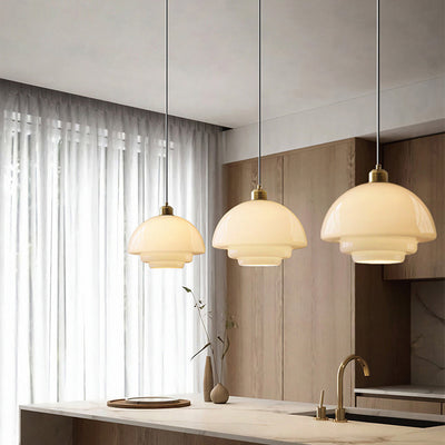 Contemporary Creative Round Iron Glass 1-Light Pendant Light For Living Room