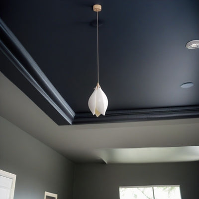 Lámpara Colgante de Cerámica de Hierro con Flor China Tradicional de 1 Luz para Sala de Estar 