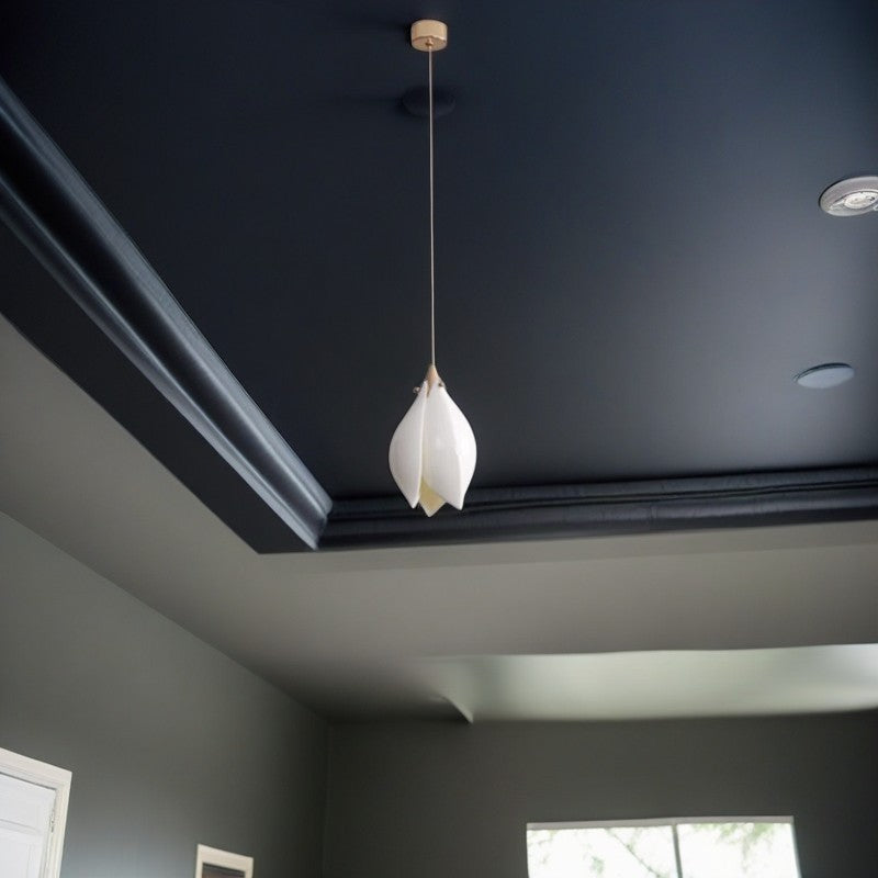 Lámpara Colgante de Cerámica de Hierro con Flor China Tradicional de 1 Luz para Sala de Estar 