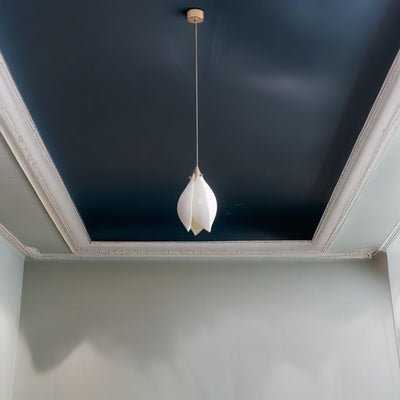 Lámpara Colgante de Cerámica de Hierro con Flor China Tradicional de 1 Luz para Sala de Estar 