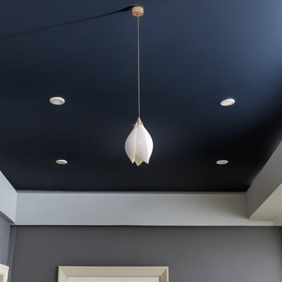 Lámpara Colgante de Cerámica de Hierro con Flor China Tradicional de 1 Luz para Sala de Estar 