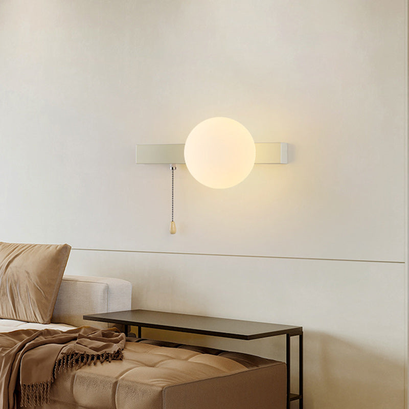 Contemporary Scandinavian Globe Iron Glass 1-Light Wall Sconce Lamp For Living Room