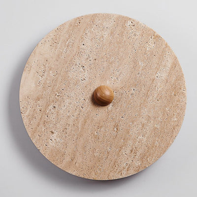 Traditional Japanese Round Stone LED Wall Sconce Lamp For Living Room
