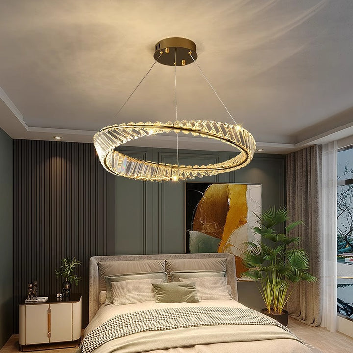 Contemporary Luxury Round Stainless Steel Crystal LED Chandelier For Living Room