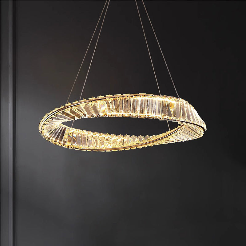 Contemporary Luxury Round Stainless Steel Crystal LED Chandelier For Living Room